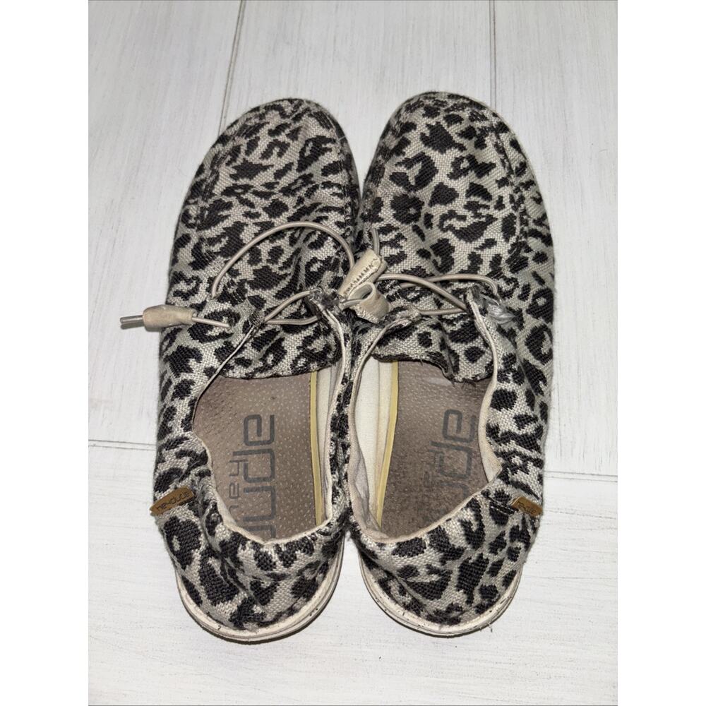 Hey Dude Women's 11 Men's 9 Wendy Grey Woven Cheetah Loafers Shoes